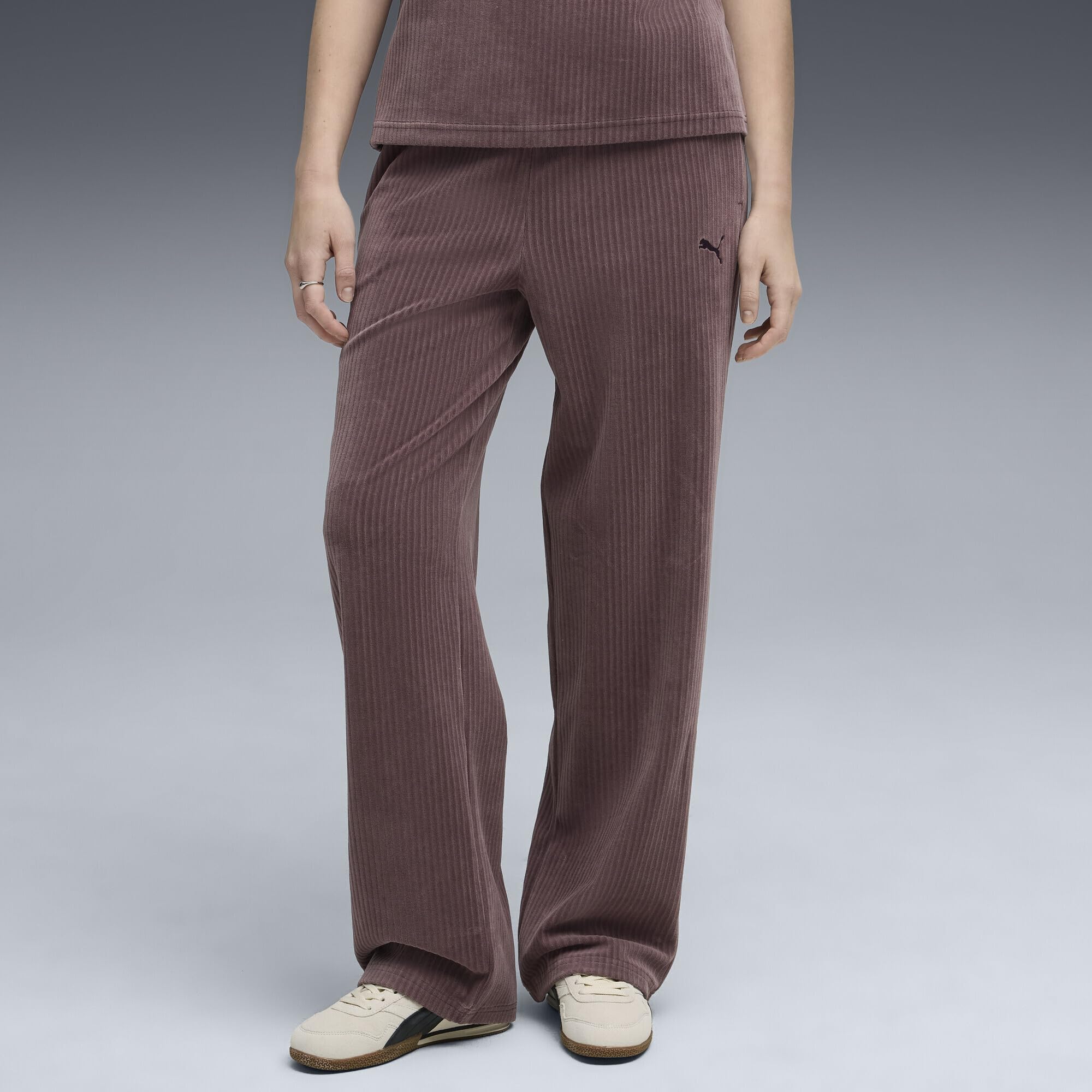 PUMA Ess Elevated Velour Rib Straight Leg Pant - Pantalon tricoté - Pantalon tricoté - Femme