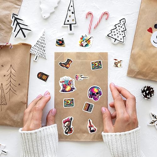 Miniatura 7 de Paquete de calcomanías de estilo retro para amantes y fanáticos del rock, 108 unidades, calcomanías de vinilo de estilo vintage, para portátiles,