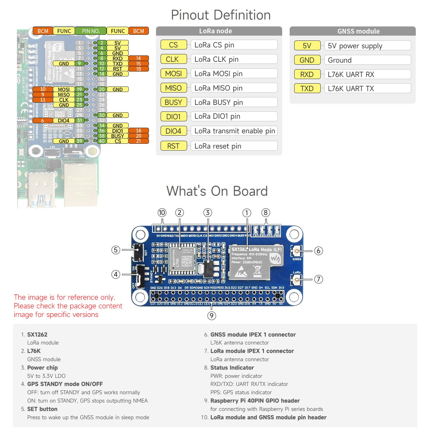 Waveshare SX1262 868/915M LoRaWAN Node Module for Raspberry Pi,with Sucker Antenna,Higher Power Efficiency,Longer Transmission Distance,for HF band,LoRaWAN Networks Building Support Meshtastic Project