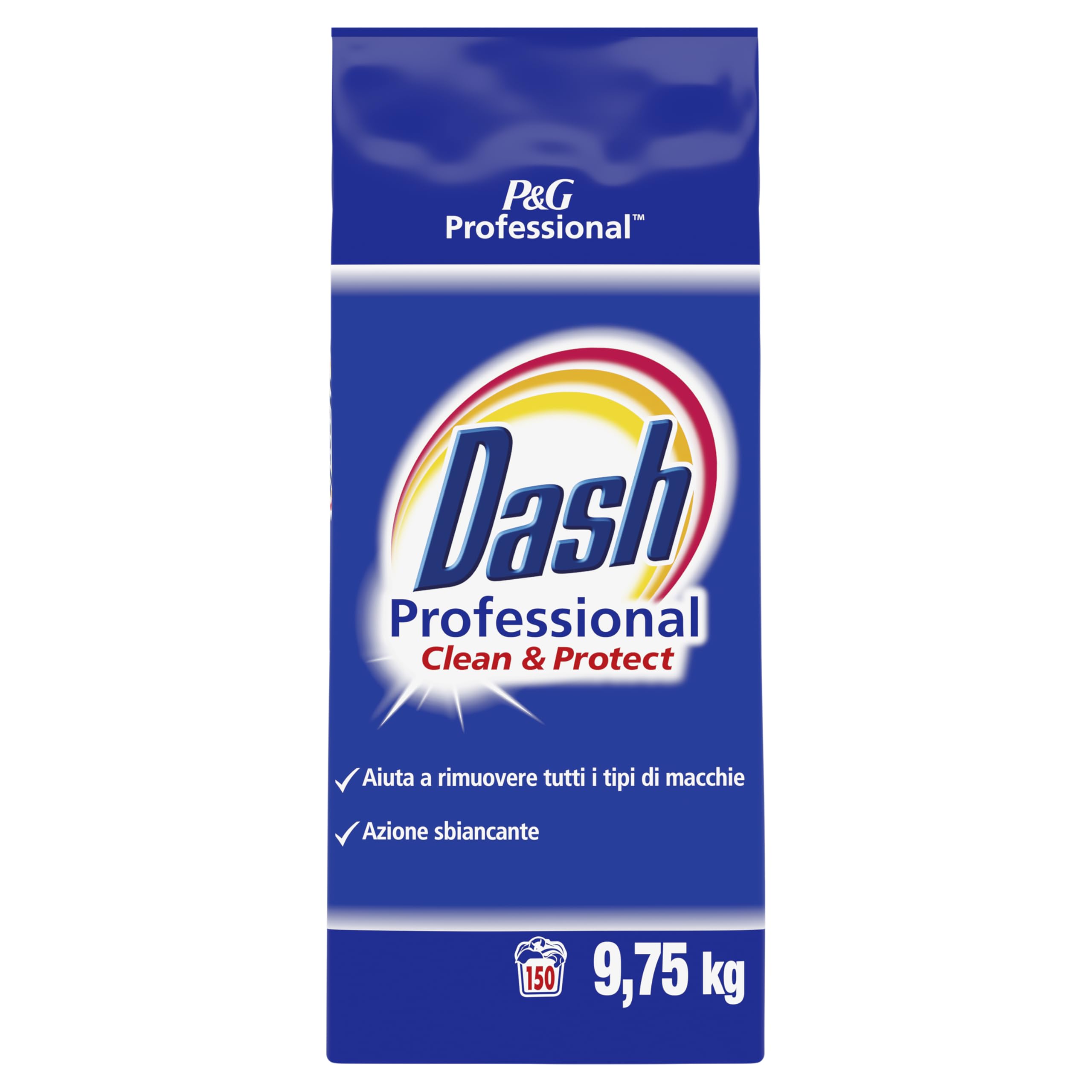 Dash Professional Clean & Protect, Detersivo Lavatrice Polvere Professionale, 150 lavaggi, 9.75 kg, Aiuta a Rimuovere Tutti i Tipi di Macchie, Bianco Straordinario, Per Bucato Professionale