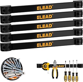 ELEAD Magnetic Storage Organizer Tool Holder - 6-Piece Wall Mount Rack Garage Organization Power Magnet Hanger Workbench Board Slatwall Van Organizers Mounted Hanging Strip