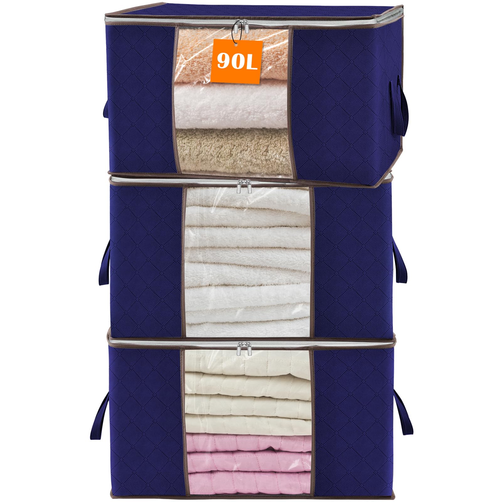 4Pcs Scatole per Armadio Salvaspazio, 90L Grande Capacità Borsa Porta
