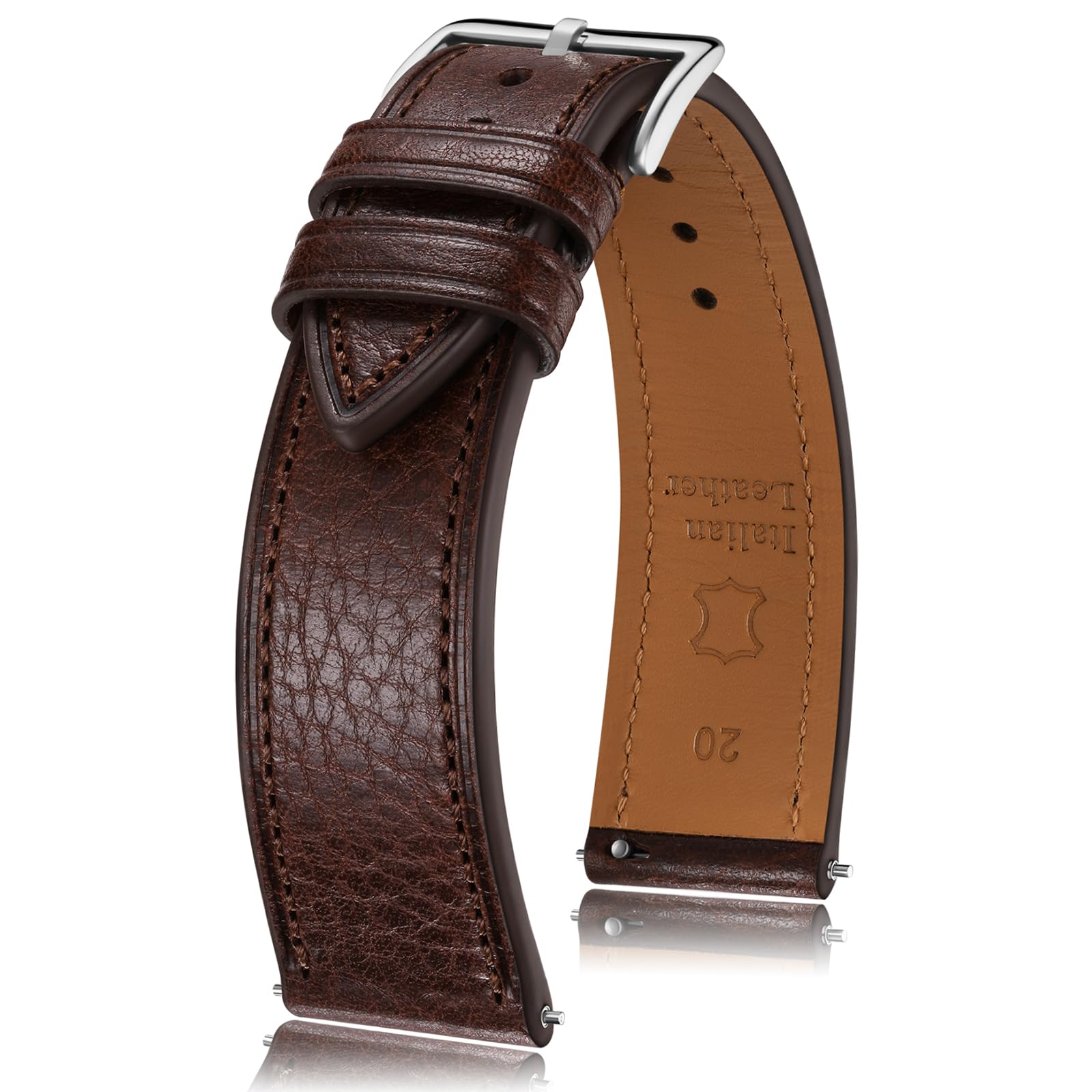 Getalia Bracelet de montre en cuir italien Toscane naturel tanné végétal véritable - 18 mm, 19 mm, 20 mm, 21 mm, 22 mm - Bracelet de montre de rechange fin et doux pour homme et femme