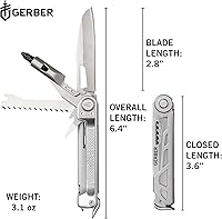 Vista 6 de Gerber Gear Armbar Trade 8-en-1 Multiherramienta - Cuchilla de 6.35 cm de borde liso, palanca, martillo - Equipo EDC y accesorios - Plata