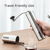 Vista 6 de Molinillo de café manual, múltiples ajustes ajustables, molinillo de café de mano portátil con rebabas de cerámica y manivela desmontable