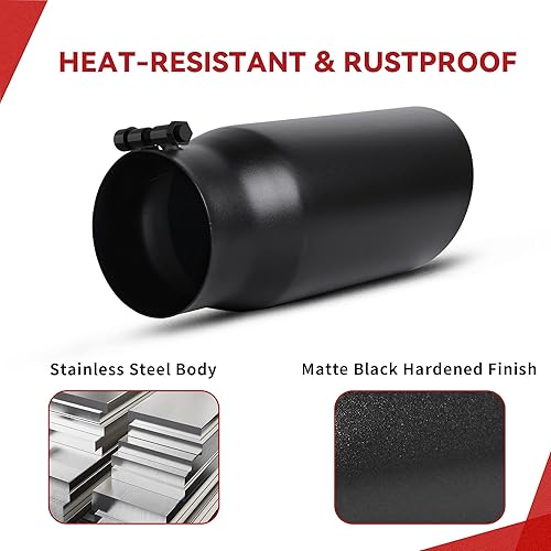 Miniatura 3 de YITAMOTOR Punta de escape diésel de 4 pulgadas, entrada de 4 pulgadas, salida de 5 pulgadas, 12 pulgadas de largo, punta de escape profesional de