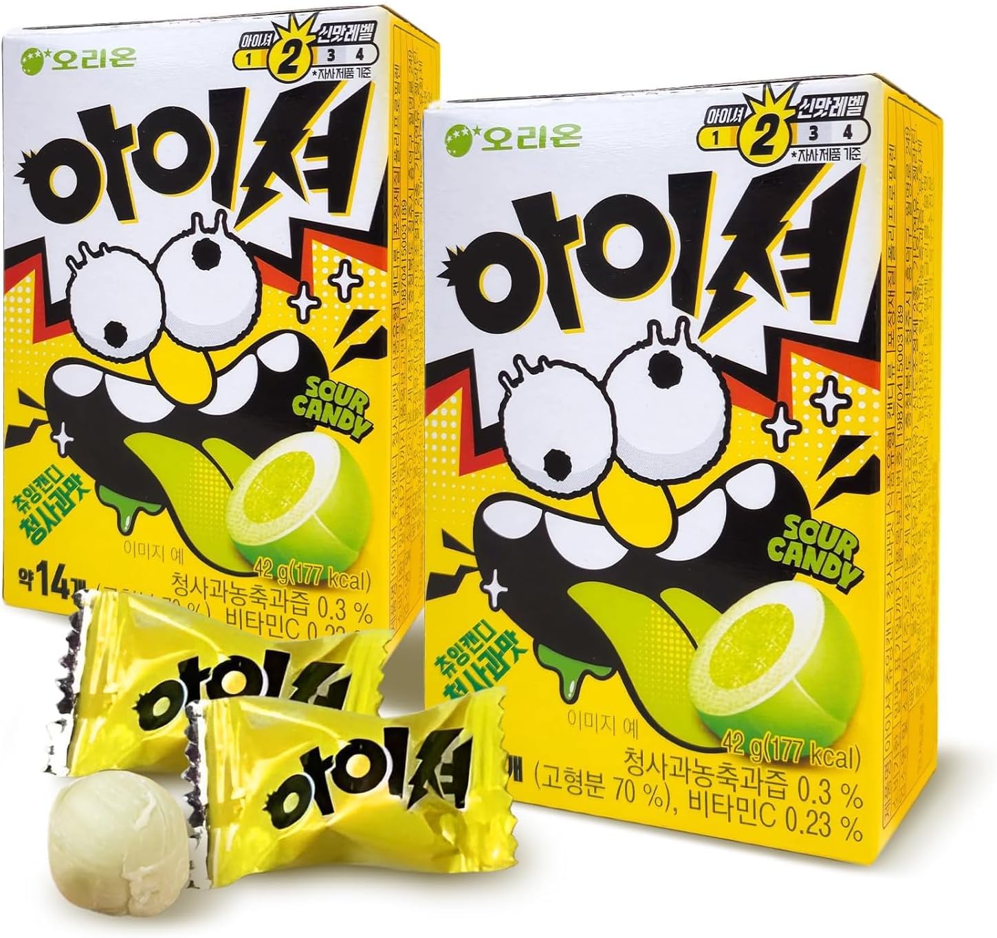 Orion Iciou Super Sour Chewing Soft Candy Green Apple Flavor (2 Pack 84g)