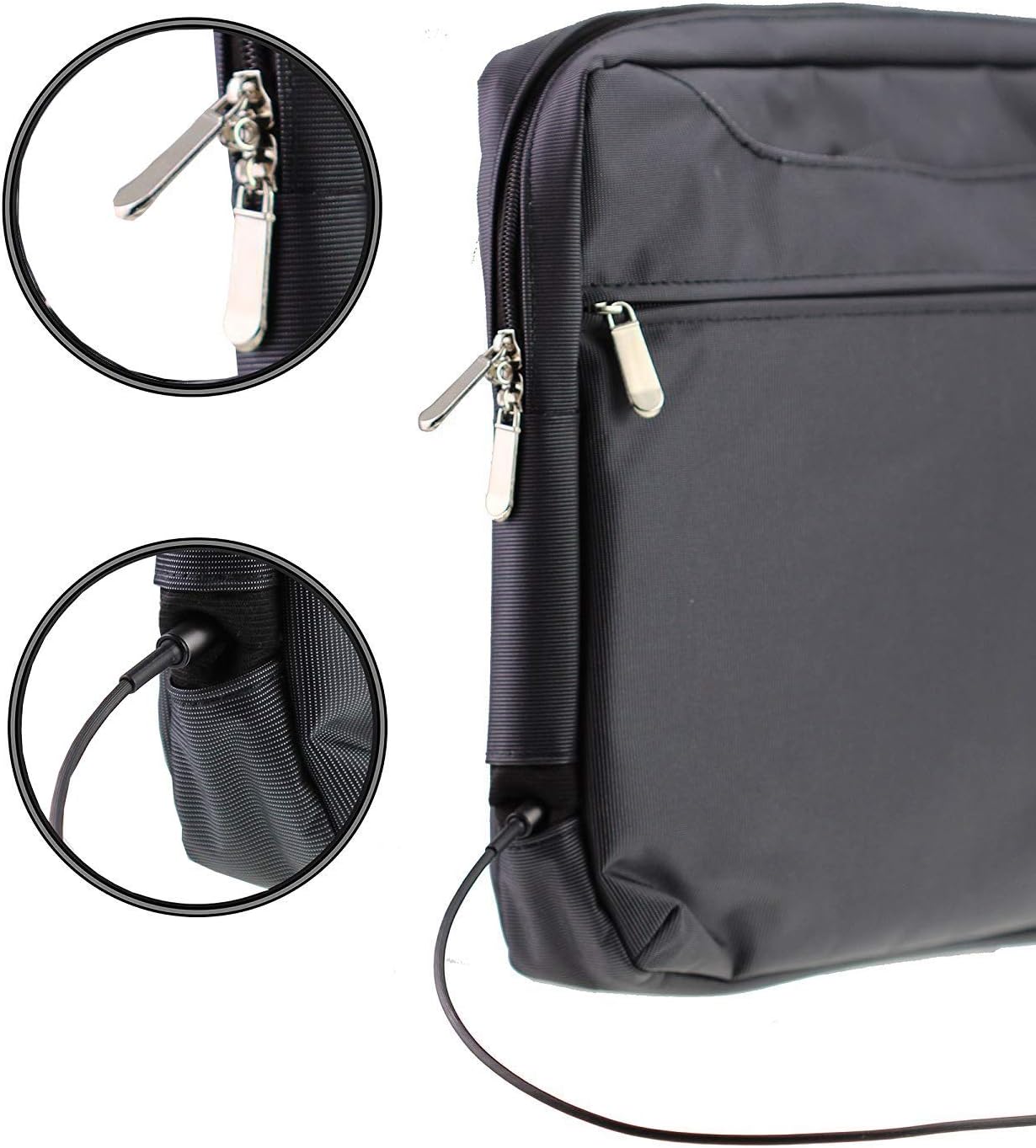 Navitech Black Sleek Premium Water Resistant Shock Absorbent Carry Bag Case Compatible With ASUS Chromebook C423NA 14 Inch Laptop
