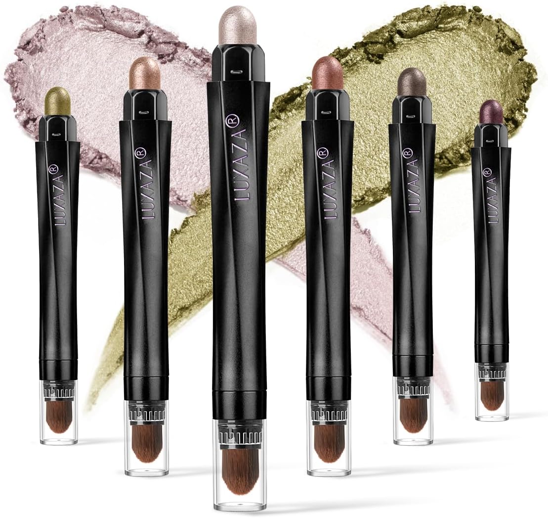6PCS Champagne Pink Eyeshadow Stick Makeup Sets, Long Lasting Cream Shadow,Metallic And Matte Shimmer Eye Shadow Eye Brightener Stick Pencil Crayon, B04-Champagne Pink