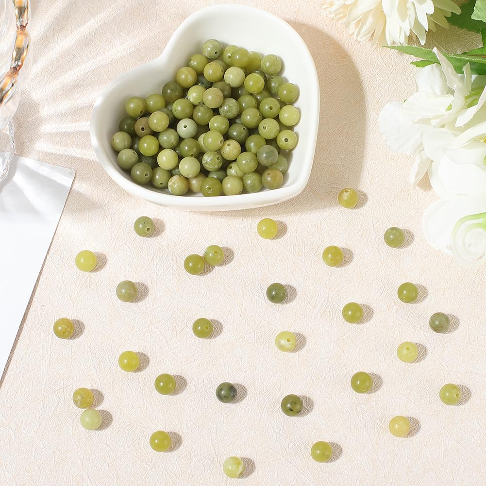 PONABEADIY 1 Box 6MM 120PCS Natural Jade Stone Beads with Hole Round Green Chinese Gemstone Smooth Polished Loose Spacer Bead Bulk for Jewellery Making Earrings Bracelets Necklaces DIY Crafts Supply - Image 3