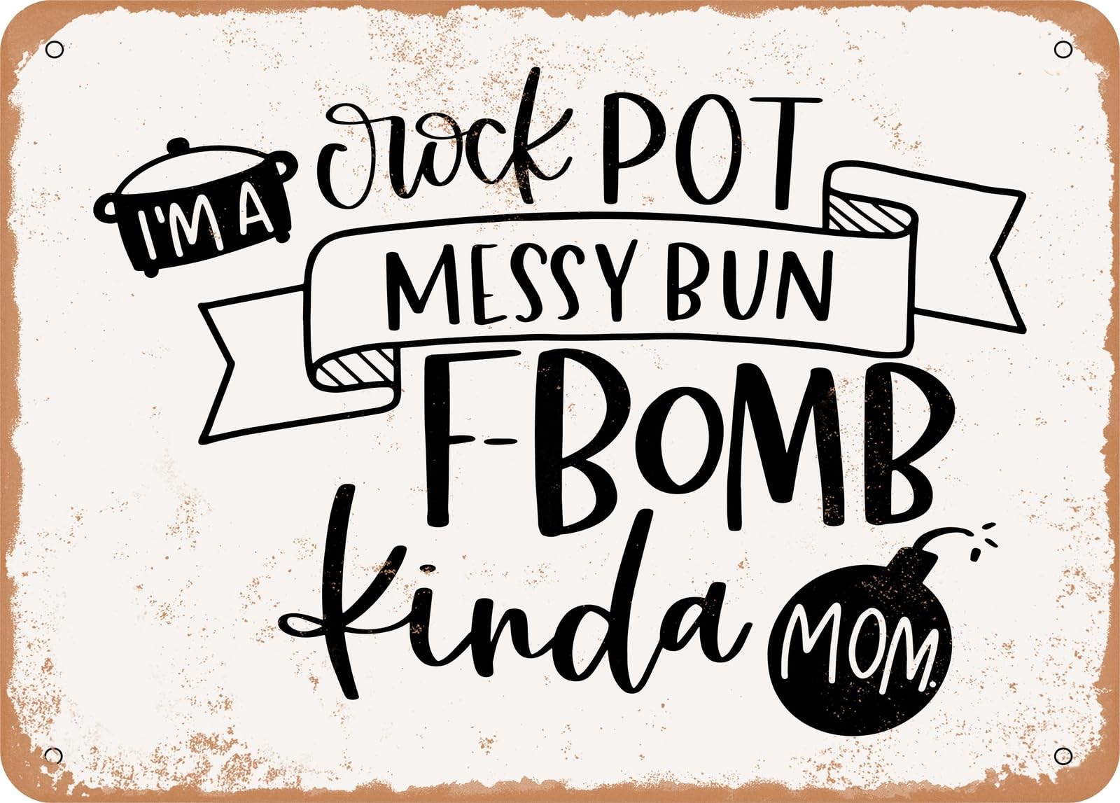 Miaomansenstore Metal Sign - Crock Pot F Bomb - Vintage Look Sign Home Decor