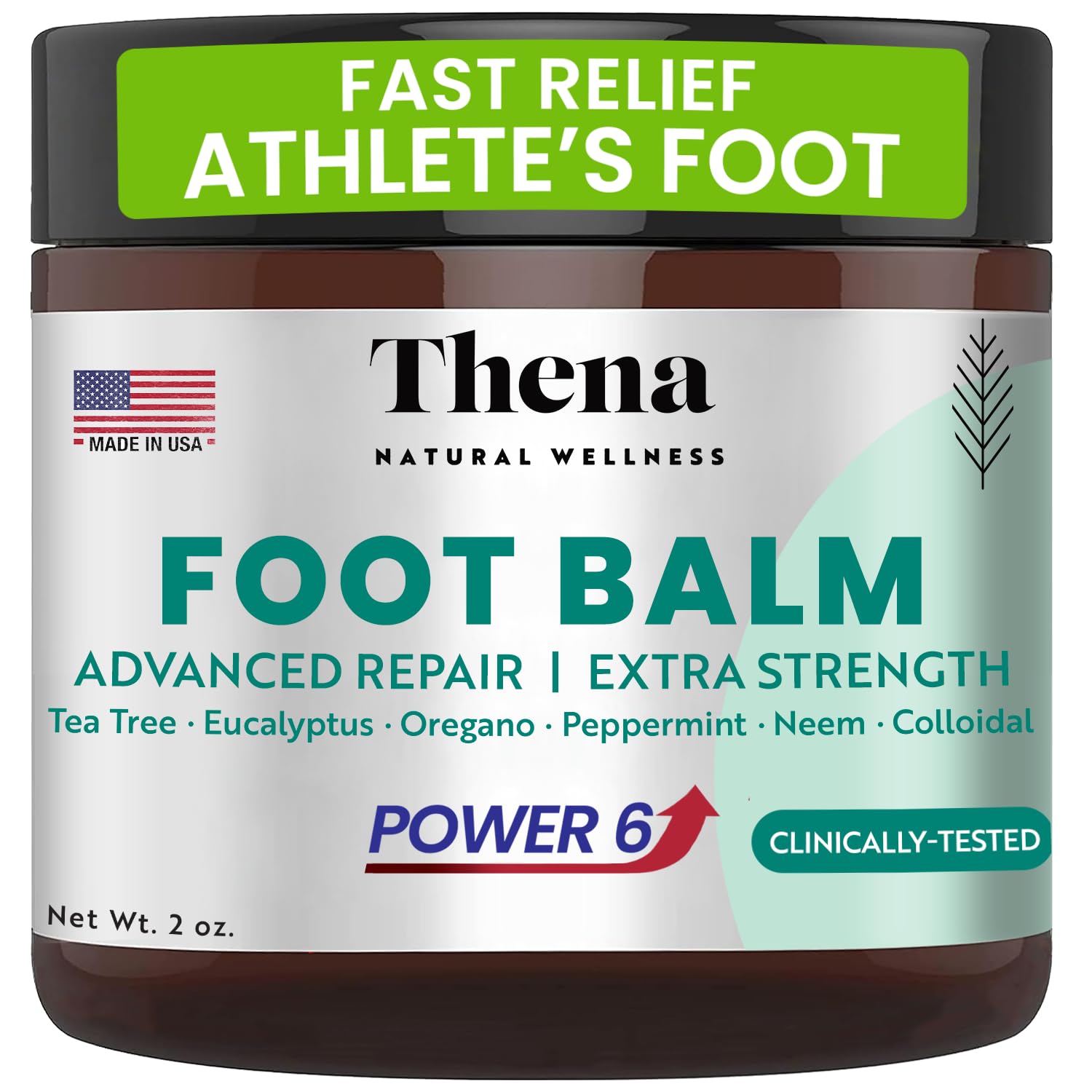 Thena Athletes Foot Cream Extra Strength Herbal Relief with Tea Tree Neem & Menthol, Athletes Foot Treatment Balm for Itchy Dry Cracked Feet, Heels and Toes, Advanced Plant-Based Foot Care