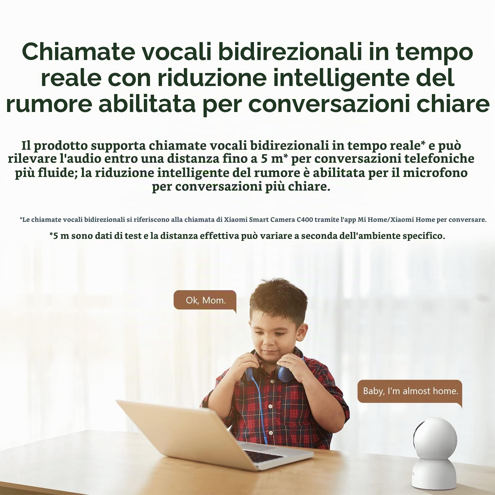 Xiaomi Smart Camera C400 Telecamera wifi interno, 2.5K Videocamera di Sorveglianza, 4MP Telecamera con Rilevamento Umano, Audio Bidirezionale & Visione Notturna, 2.4GHz, Compatibile con Alexa