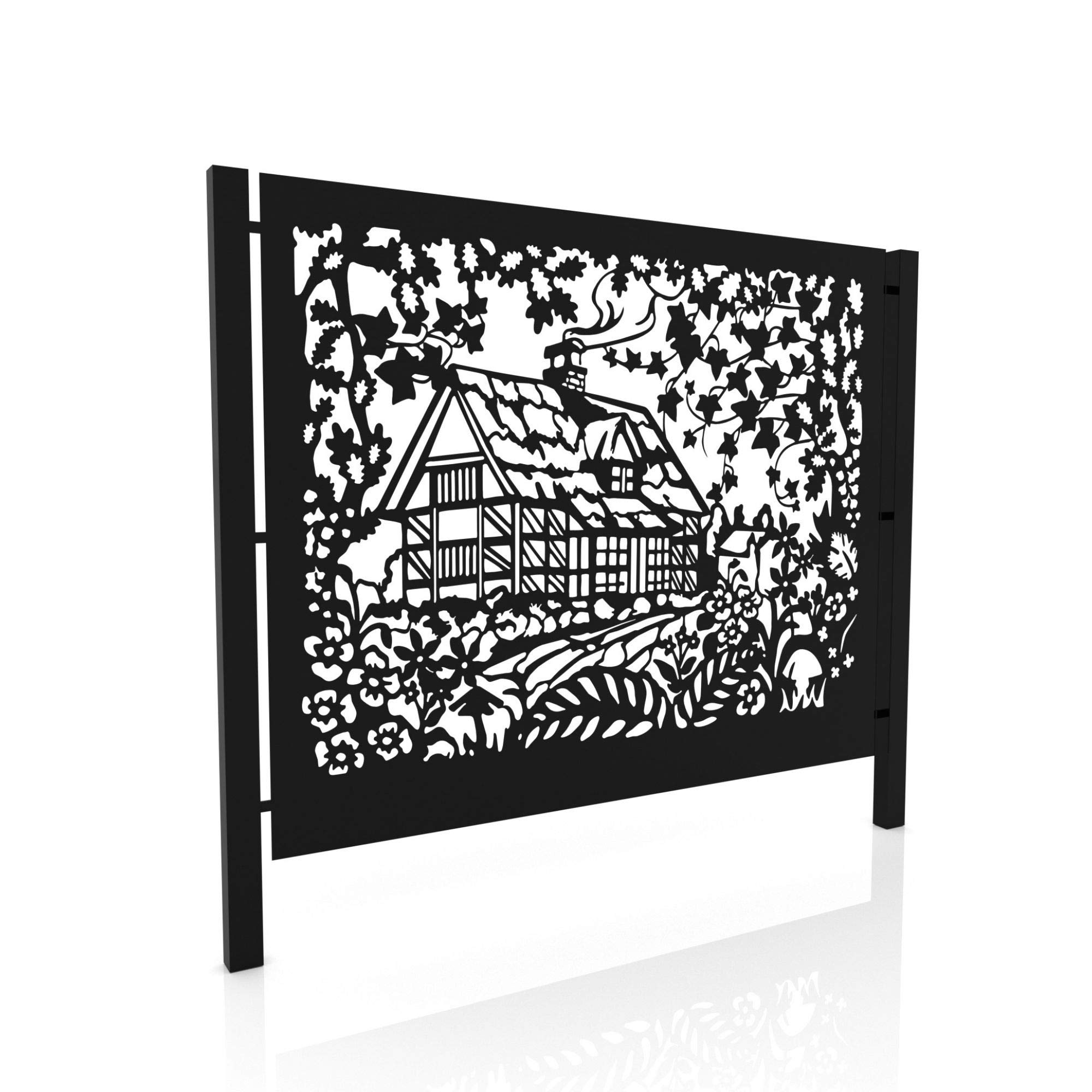 Buy COTTAGE Fence Panel Privacy Screen Laser Cut Metal Garden Screen