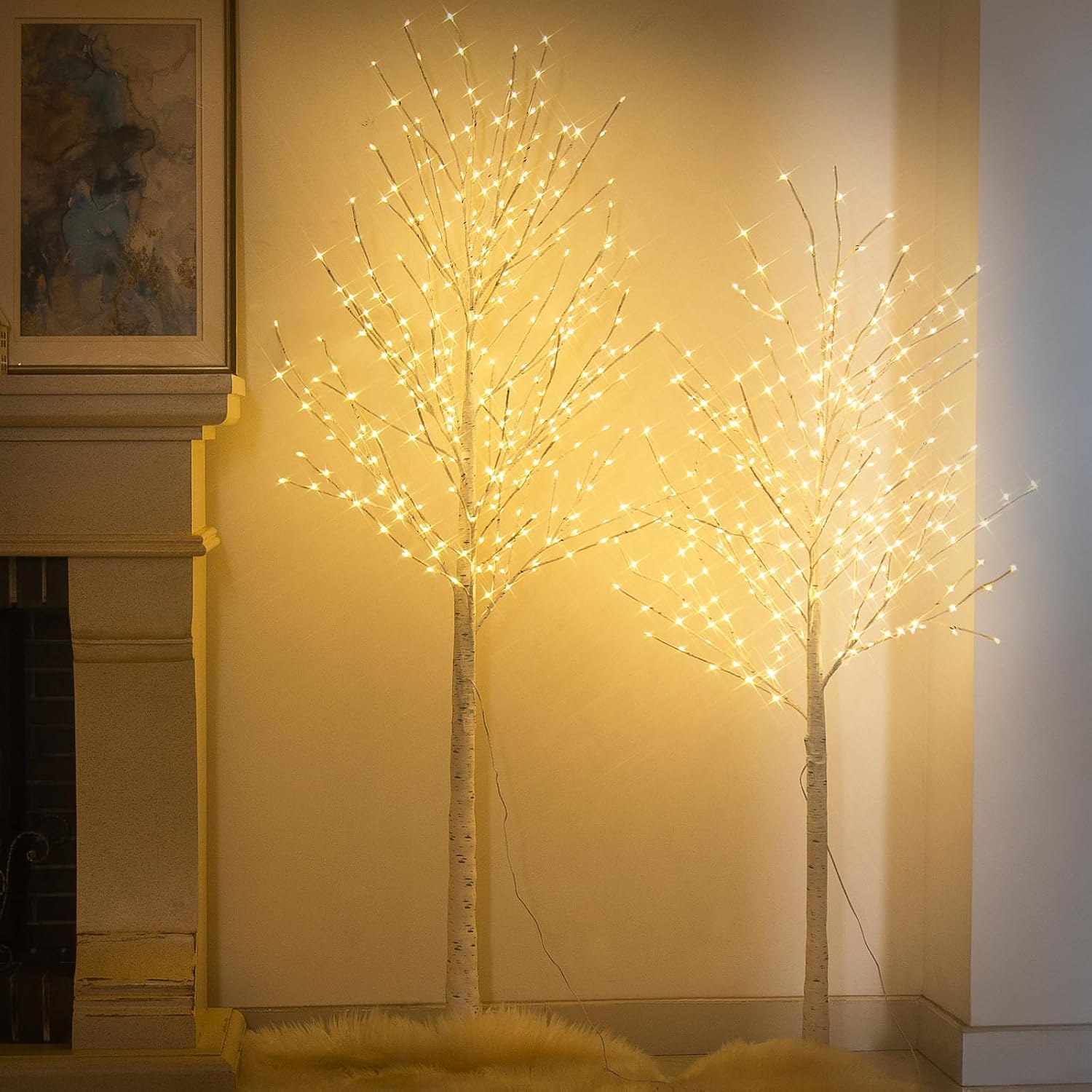 2er Pack Lichterbaum Lichterzweige mit 580 Warmweißen LEDs Groß Weihnachtsdeko Aussen mit Timer & Dimmfunktion Weihnachtsbaum für Weihnachten Hochzeit Geburtstag Party Wohnzimmer 1,5 + 1,8m