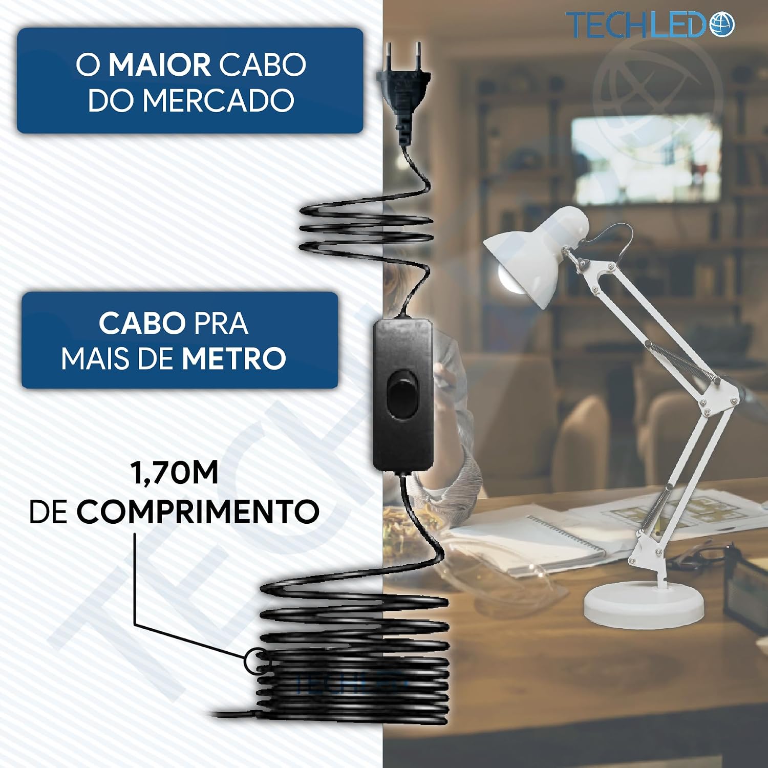 Luminaria Pixar Articulada Abajur de Mesa Garra e Base Branca