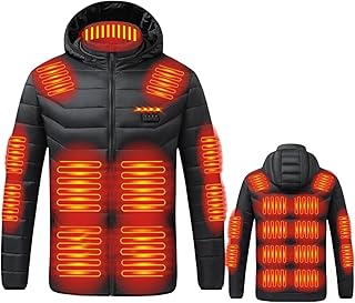 JIEMUXIU Heated Jacket for Men Women 21 Heating Zones Hooded Coat Jackets USB Winter Unisex Body Warm Thermal Coats