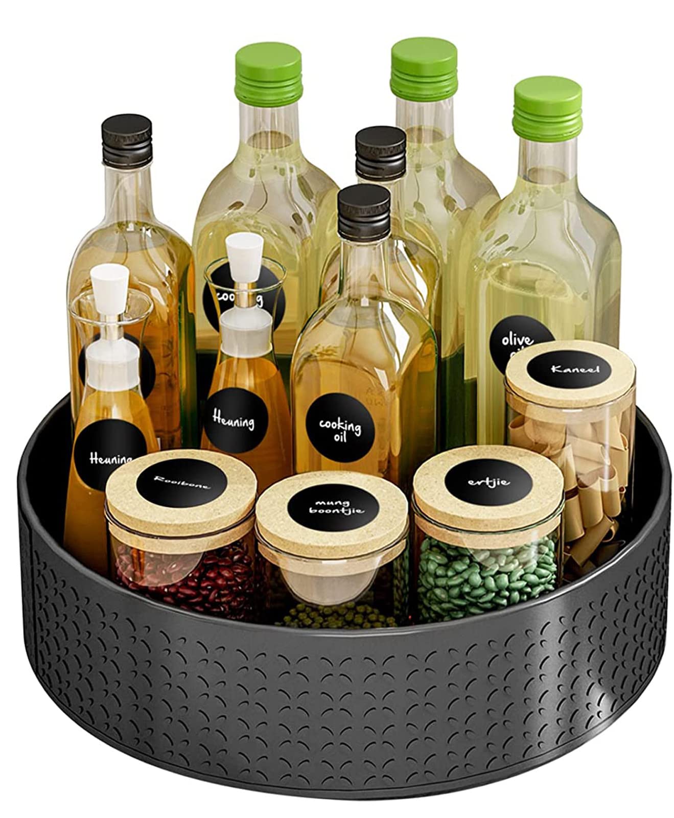 U-HOOME Lazy Susan Turntable Organizer for Cabinet,360 Degree Rotating Kitchen Spice Storage Organizer for Cabinet, Pantry, Fridge, Refrigerator Bathroom Countertops Shelf (1 tier)