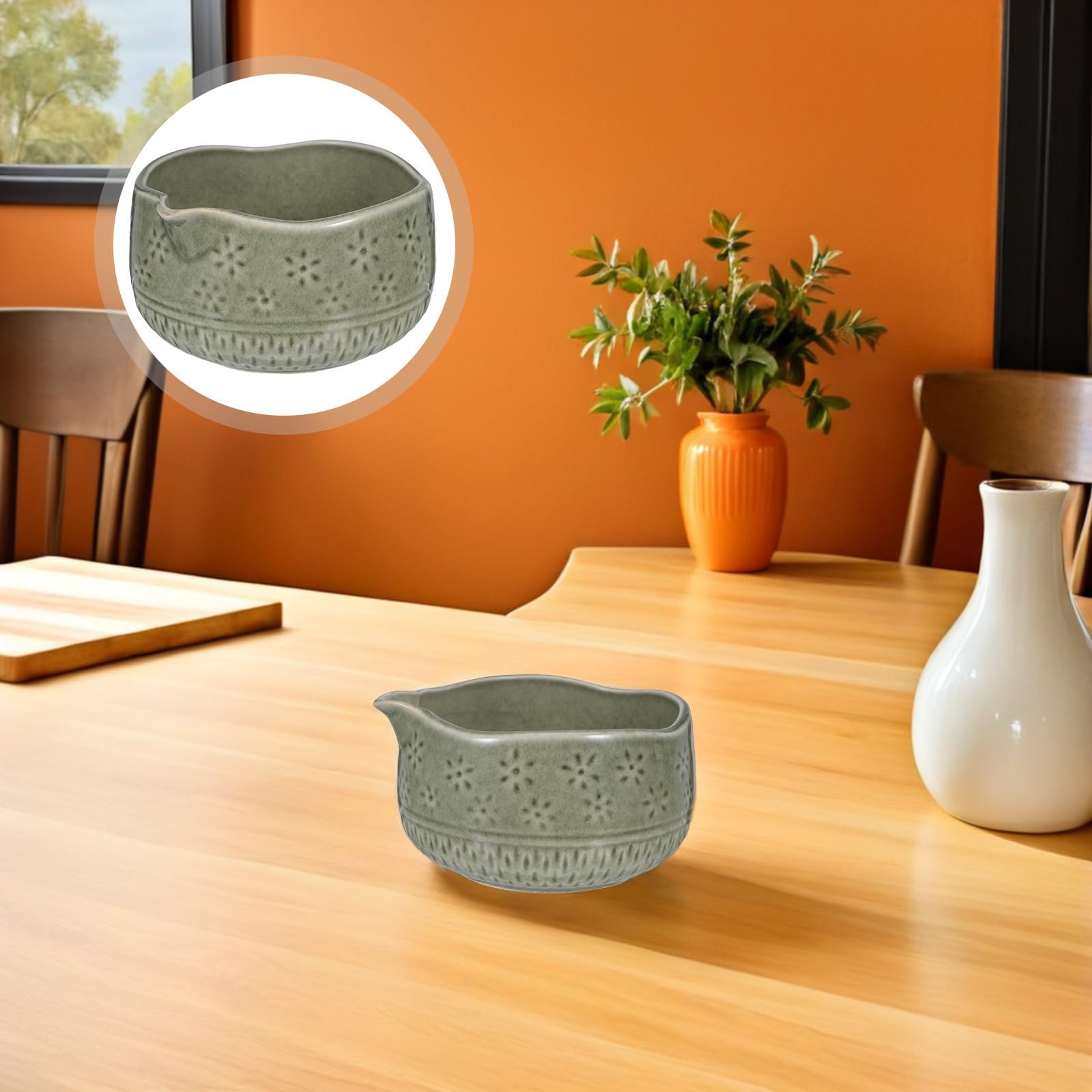 HEMOTON Ciotola Matcha in Ceramica con Beccuccio per Cerimonia del Tè, Facile da Pulire per Amanti del Tè, Design Elegante per Cucina e Sala da Pranzo