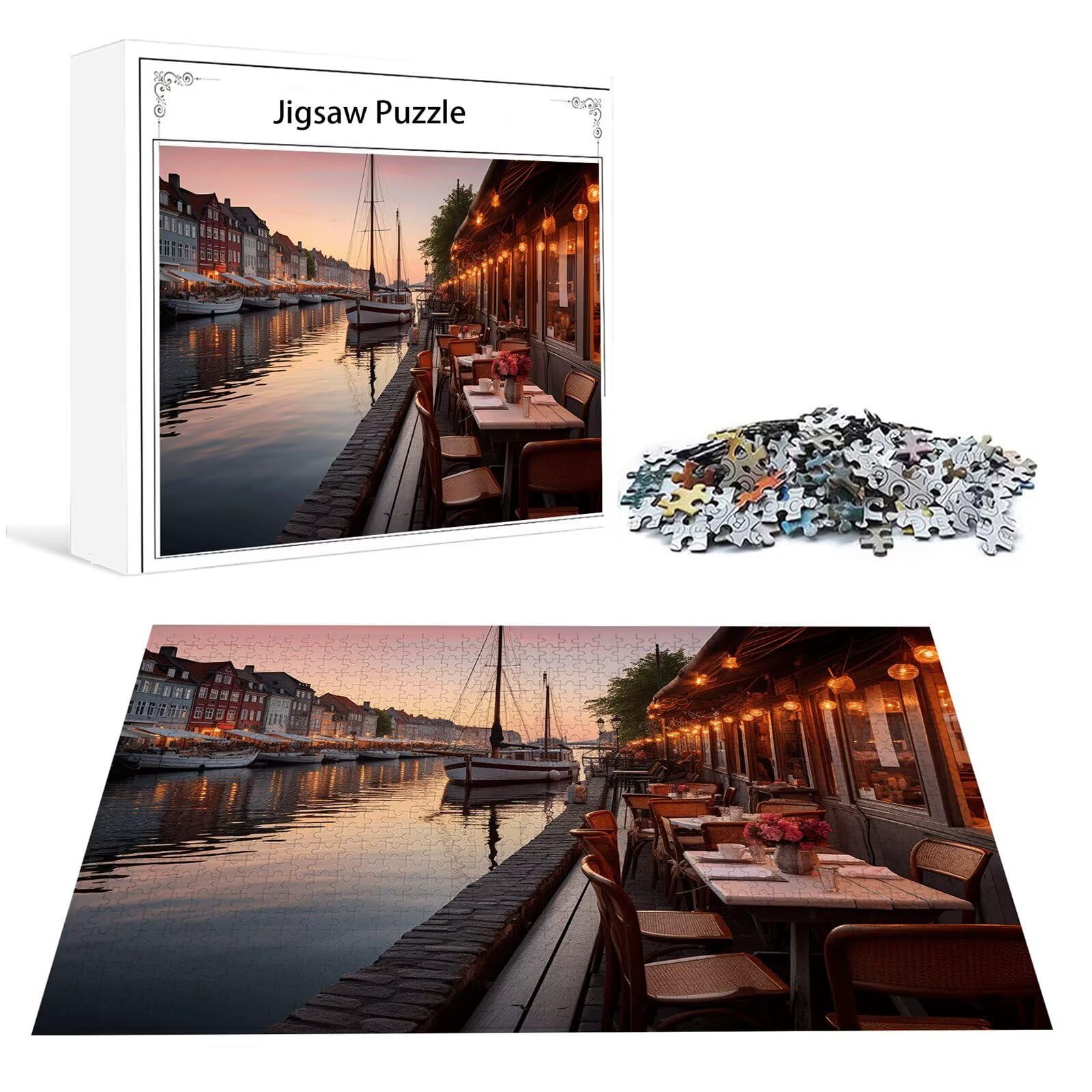 Kleine Stadt Puzzle 5000 Teile Erwachsene Klassische Puzzles Licht Jigsaw Anspruchsvoll Impossible Schwer Pädagogisches Spielzeug Kinder Holzpuzzlem Puzzlespiel Geeignet für alle Altersgruppen P-568