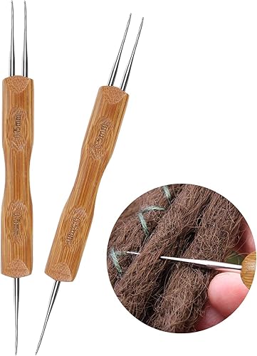 BENBO - 2 ganchos de ganchillo para rastas, gancho de ganchillo de doble extremo para rastas, herramienta de aguja de pelo de rastas, mango de