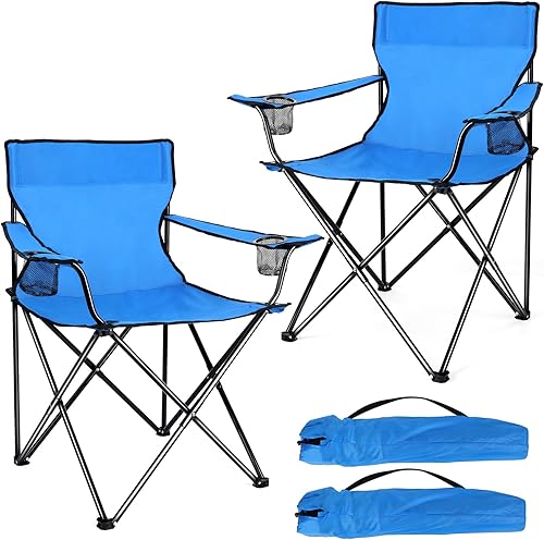 Miniatura 13 de Joyfair Silla de camping portátil, sillas plegables para césped al aire libre para adultos, sillas plegables grandes resistentes para playa, pesca,