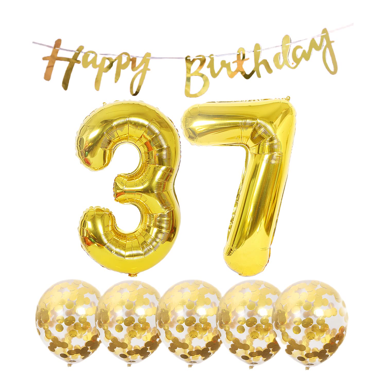 Amazon.com: 37th Birthday Decoration Happy Birthday Banner Balloons 37 ...