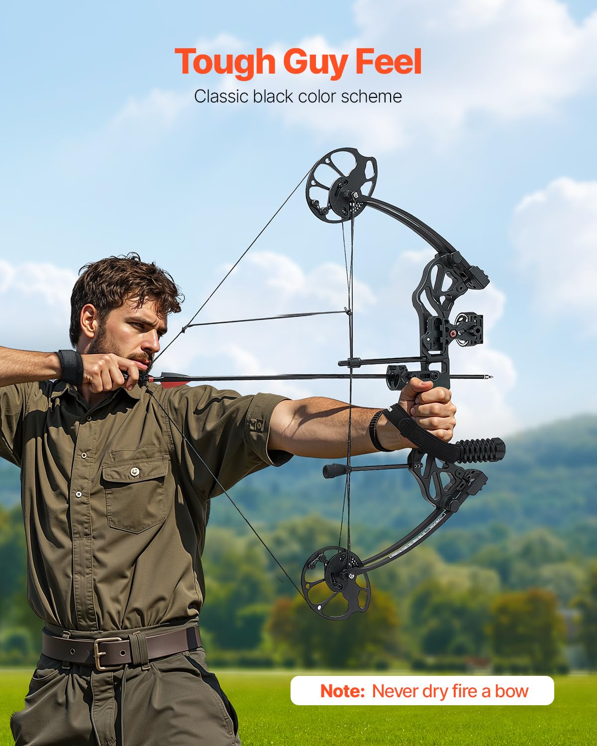 VEVOR Compoundbogen Bogenschießen, einstellbare 482,6-762 mm Auszugslänge Compoundbogen-Paket für Anfänger, 8,62-31,75 kg Zuggewicht, Rechtshänder-Kit mit Jagdausrüstung, 320 fps, Schwarz