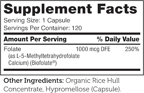 Miniatura 5 de Zahler Metilfolato - Apoya el desarrollo fetal saludable y la salud genética - Ácido fólico metilado de 1000 mcg DFE L-metilfolato - Suplemento de