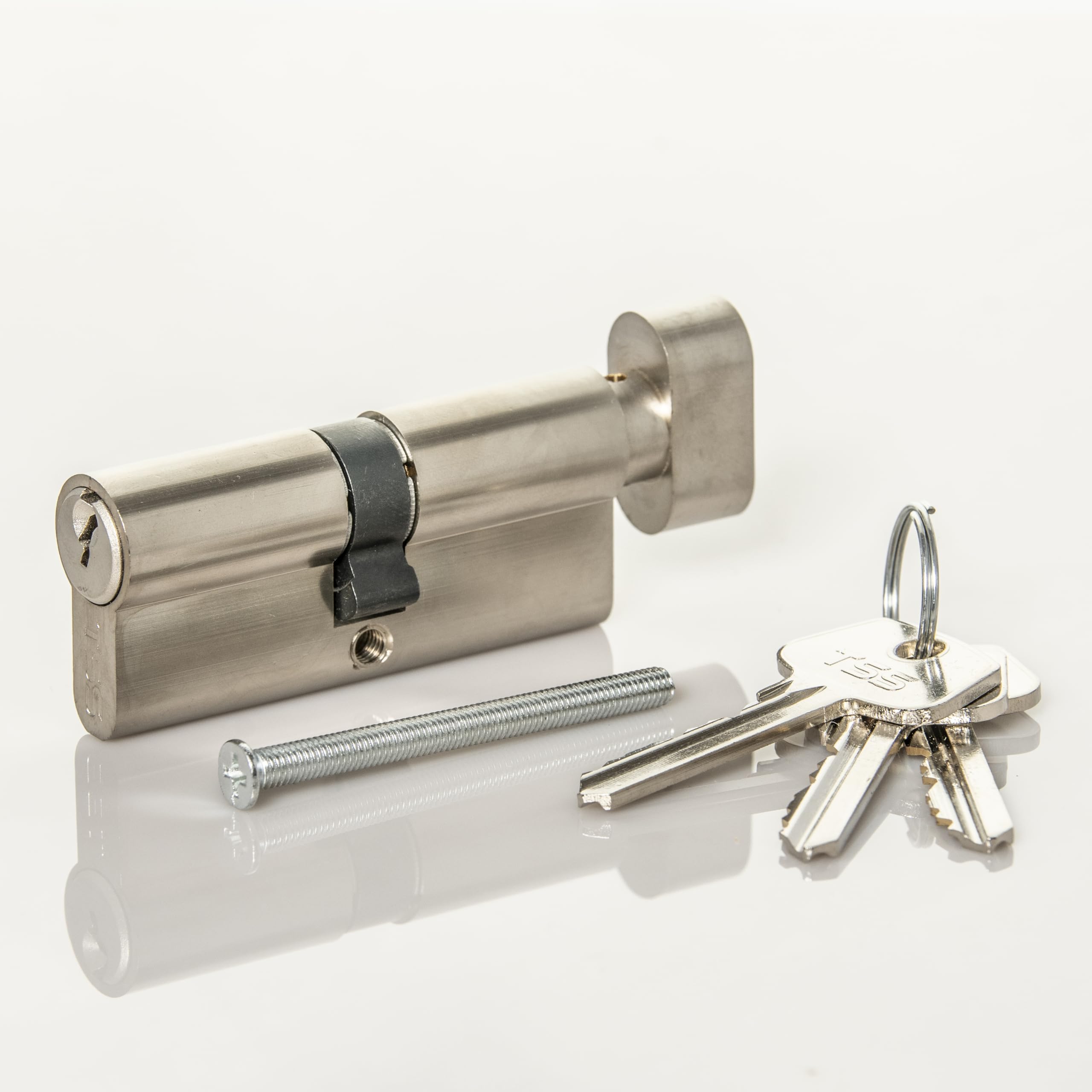 Tss Satin Chrome Thumb Turn Euro Cylinder Lock, Euro Door Barrel Lock With Anti-Drill & Anti-Pick Protection. Suitable For All Door Types. (55Mm Turn Side X 45Mm External (100Mm Total))