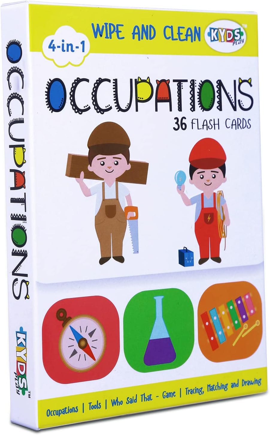 Thick Wipe and Clean Activity Based Occupations Flash Cards - Age 2-4 Yrs, 36 Double Sided Interactive Cards, Montessori Toys, Educational Preschool Learning for Toddlers & Kids