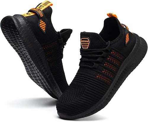 Kezhiho Zapatos de trabajo con punta de acero para hombre, ligeros, cómodos, antideslizantes, a prueba de pinchazos, zapatos de seguridad,