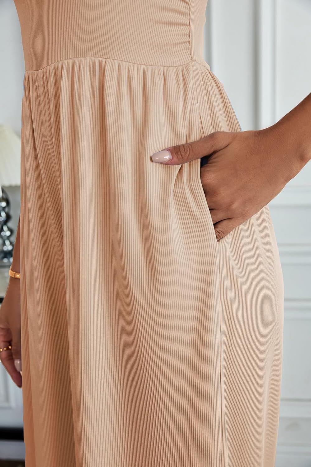 HELYO Women's One Piece Outfit Jumpsuits Dressy Casual Outfits Sleeveless Mock Neck Wide Leg Pants Rompers with Pockets S79 - Image 3