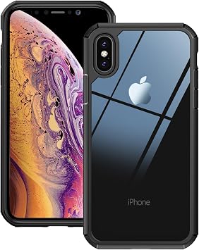 iPhone XS/X Case, US Military Mil-Spec Protection Transparent Anti-Yellowing TPU + PC 5.8 Inch Thin Lightweight Case Black Clear |  XS / X   PC TPU               PC   XS / X