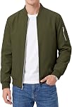 WULFUL Men's Bomber Jacket Lightweight Casual Windbreaker Zip Up Coat with Pocket