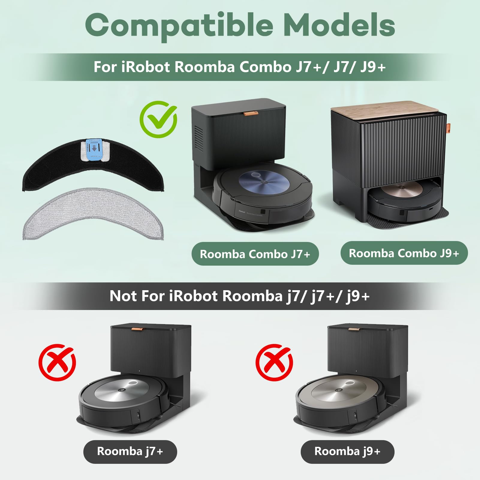 Chuancheng Ściereczka do mopa zamiennik podkładki do mopa do iRobot Roomba Combo J7+/J7/ Roomba j9+ robot odkurzający (4 szt.)