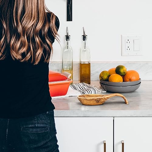 Miniatura 4 de Soporte para cuchara de madera para encimera de cocina, soporte para espátula de madera de olivo tallado a mano, soporte para cucharas hecho a mano