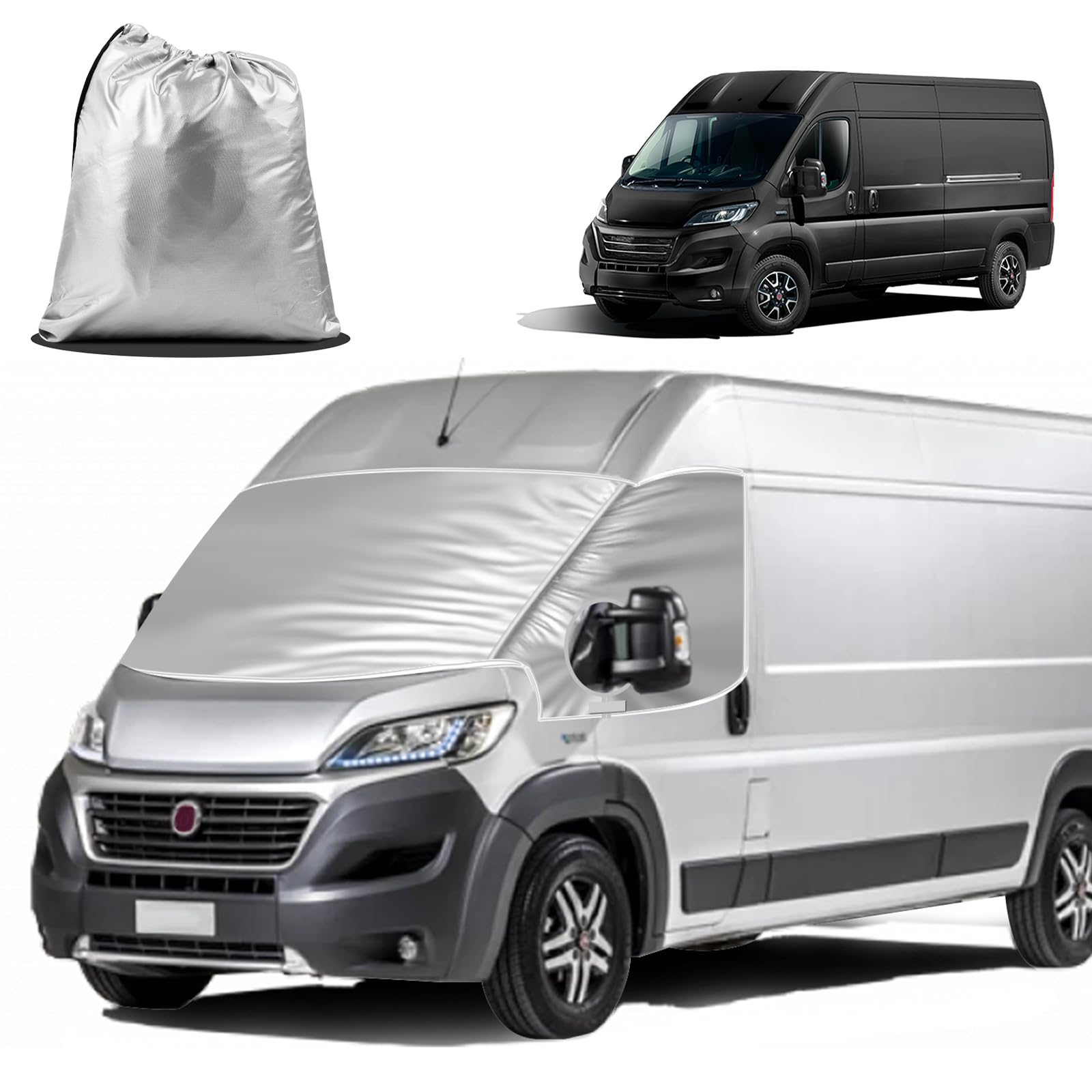 MaxAwe für FIAT Ducato 2006-2024 Auto Windschutzscheiben Abdeckung, Wasserdicht Sonnenschutz Frontscheibe Thermomatten, Blackout Anti-UV/Frost/Ice/Staub Wrap Cover Sonnenblenden für Frontscheibe