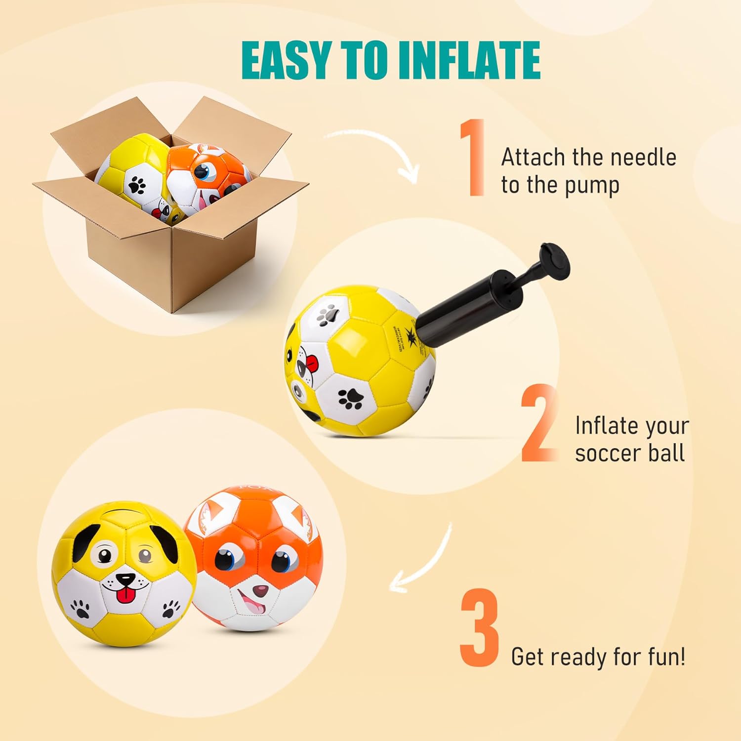 Toddler Soccer Ball Size 2/Size 3 - Small Soft Kids Ball 2 Pack for Ages 1-5 3-8 - Cartoon Sports Toy Boys Girls - Great Soccer & Birthday Gift for Babies, Toddlers & Kids Indoor Outdoor Games