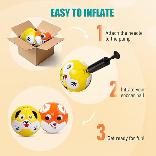 Miniatura 3 de Balón de fútbol para niños pequeños, tamaño 2, pelota pequeña y suave para niños de 1 a 3 a 5 años, juguete deportivo de dibujos animados para niños