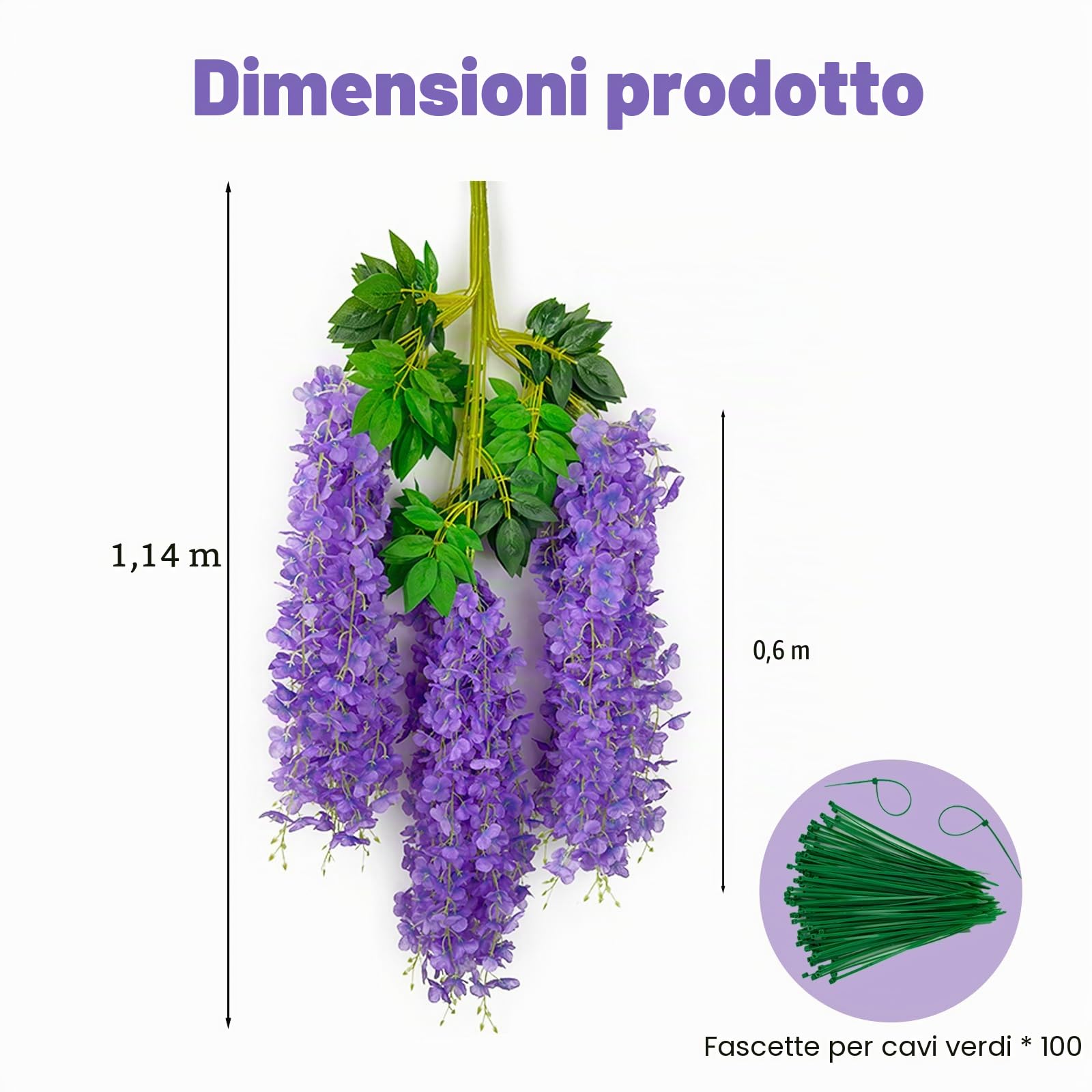48 Pezzi Glicine Artificiale,3.75 Feet Piante Finte da Esterno,Fiori Finti,Fiori di Glicine Artificiale Appeso Ghirlanda per Sfondo,Matrimonio,Giardino e Casa Decorazione Murale (Viola pallido)