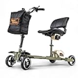 SuperHandy Passport Pro Mobility Scooter - Foldable Aluminum Frame, 4 Wheels, Includes 2 48V 2Ah Li-Ion Batteries & Charger, Supports up to 330 Lbs [Patent Pending] (Dark Green & Sand, 330 Lbs)