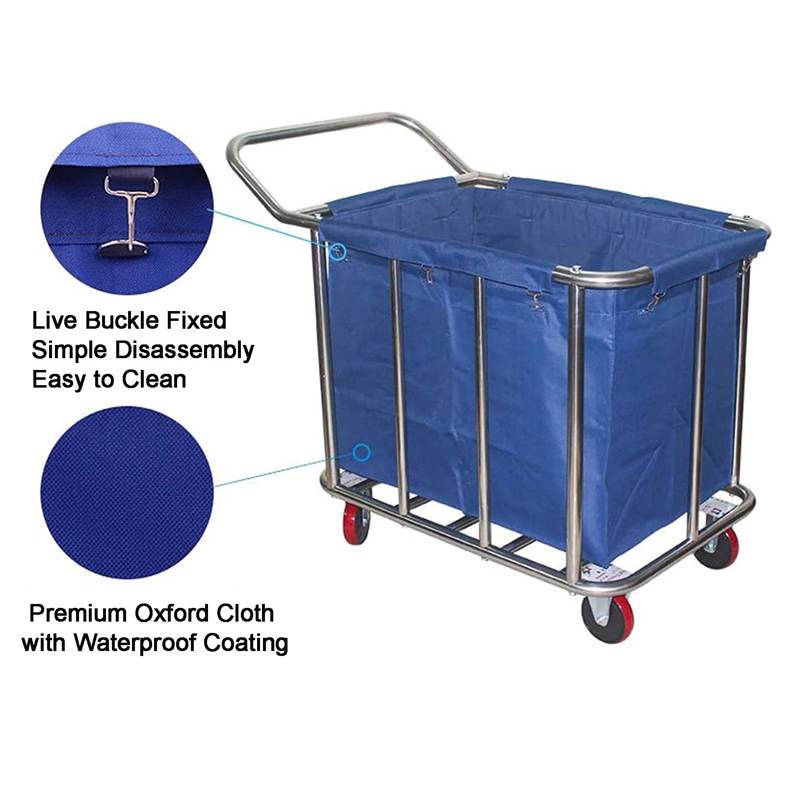 Borsa di Ricambio per Carrello della Lavanderia, Borsa di Fodera di Ricambio per Borse di Stoccaggio Rettangolari e Impermeabili in Tessuto Oxford per Carrello Cestino Commerciale
