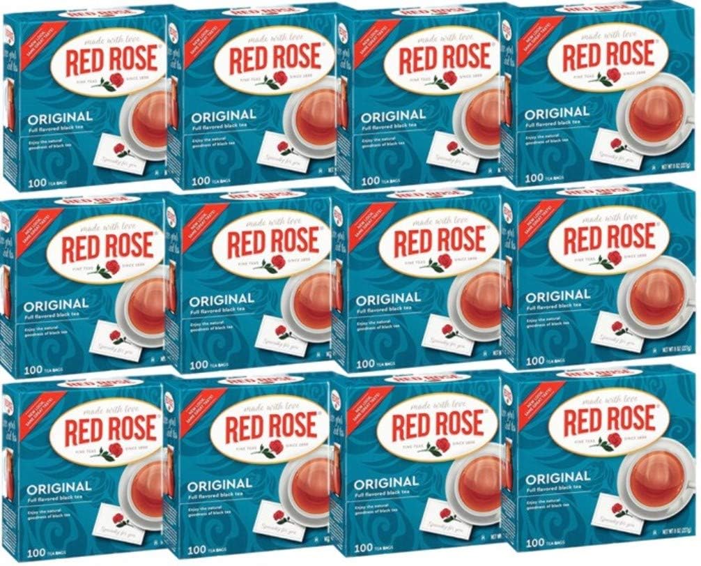 Red Rose 00319 Original Full Flavored Black Tea Bags (Pack of 12), 100-Count; Every Perfectly Balanced, Great-Tasting Cup Of Our Classic Blend Demonstrates Our Passion for a Superior Tea Experience