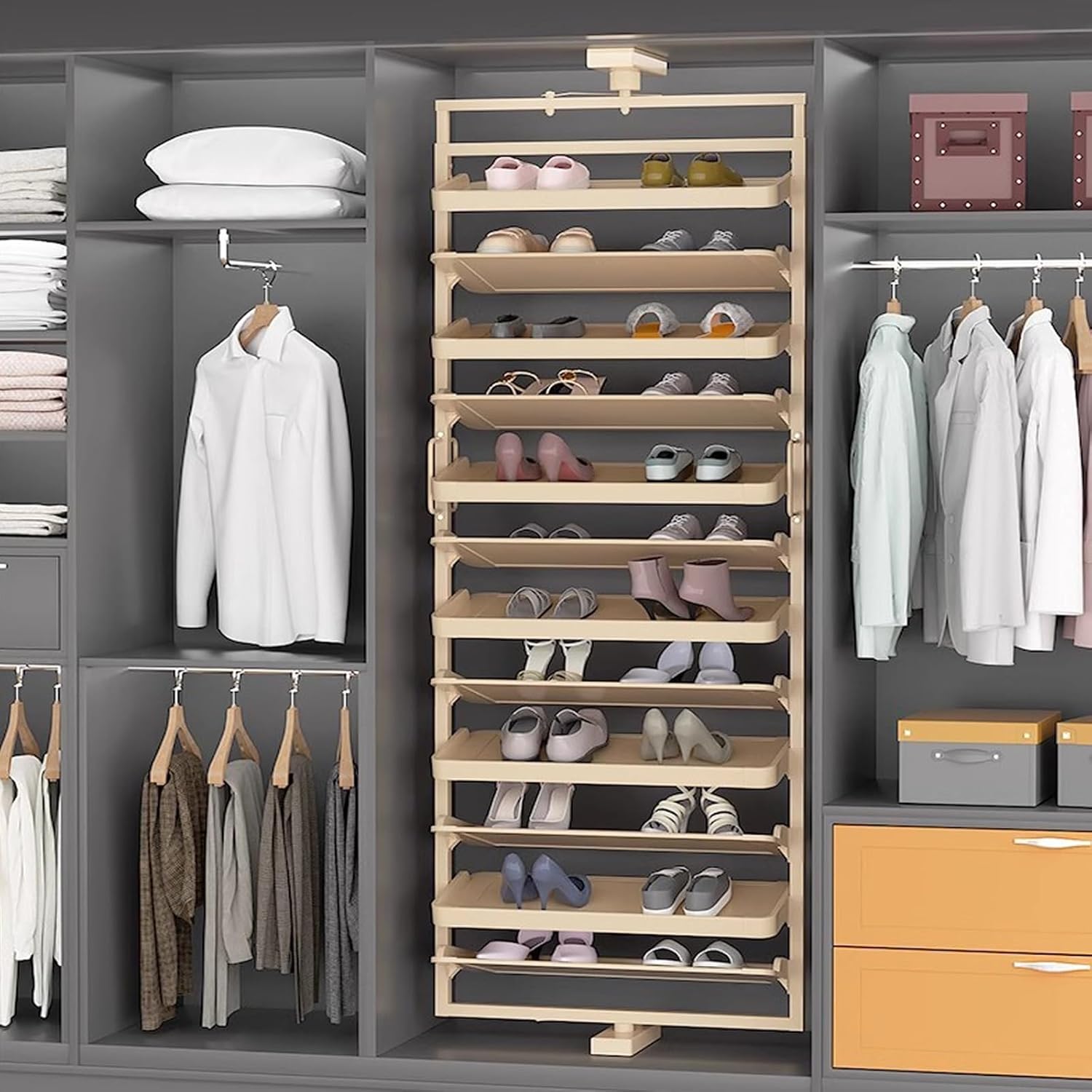 Closet Shoe Rack，Modern Shoe Rack，Rotating Shoe Rack Tower