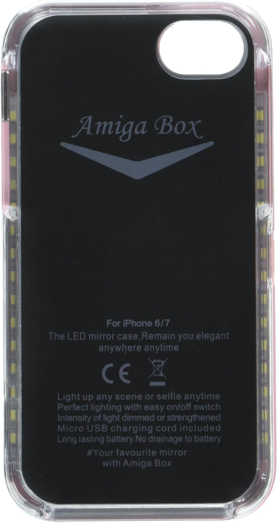 Iphone Case with Led Selfie Light and Makeup Mirror. Perfect for Pictures, Facetime, Selfies. Very Thin, Light, Protective and Rechargeable - Pink