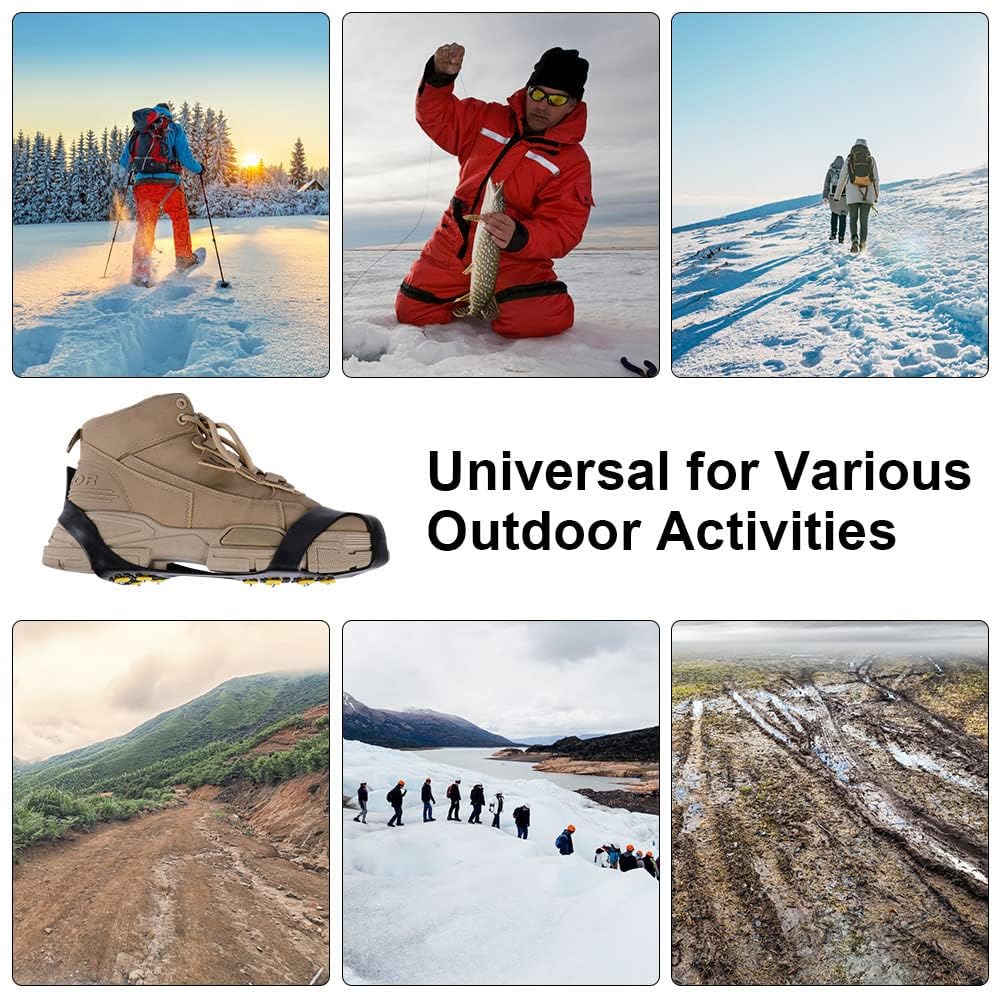 Flintronic Crampons à Neige Antidérapants en Acier Inoxydable pour Chaussures, Griffes à Glace Universelles