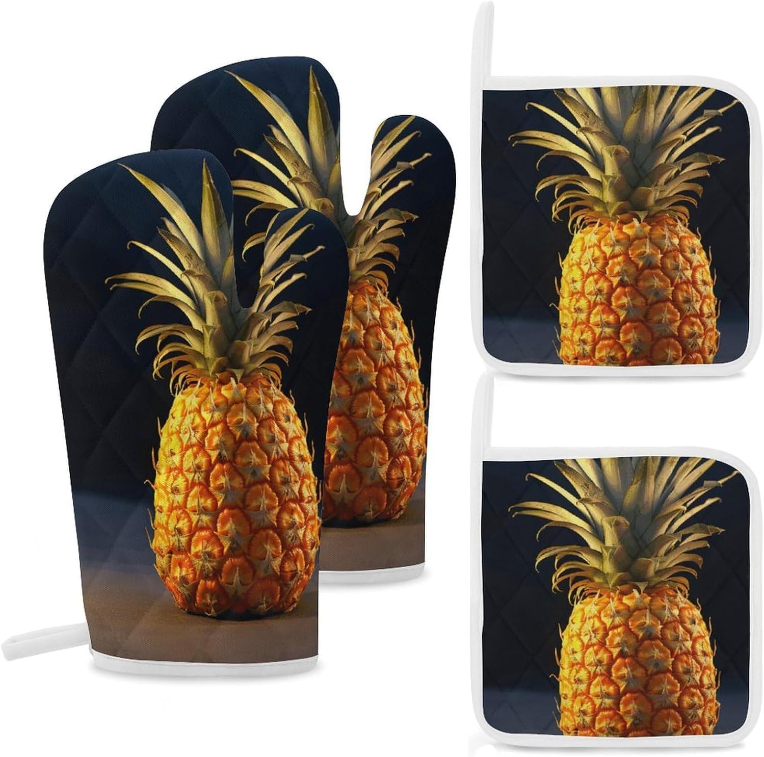 4 Pcs Heat Resistant Insulated Gloves and Pot Holders Set for Kitchen Microwave Oven SafeDurable and Comfortable Mitts (4)