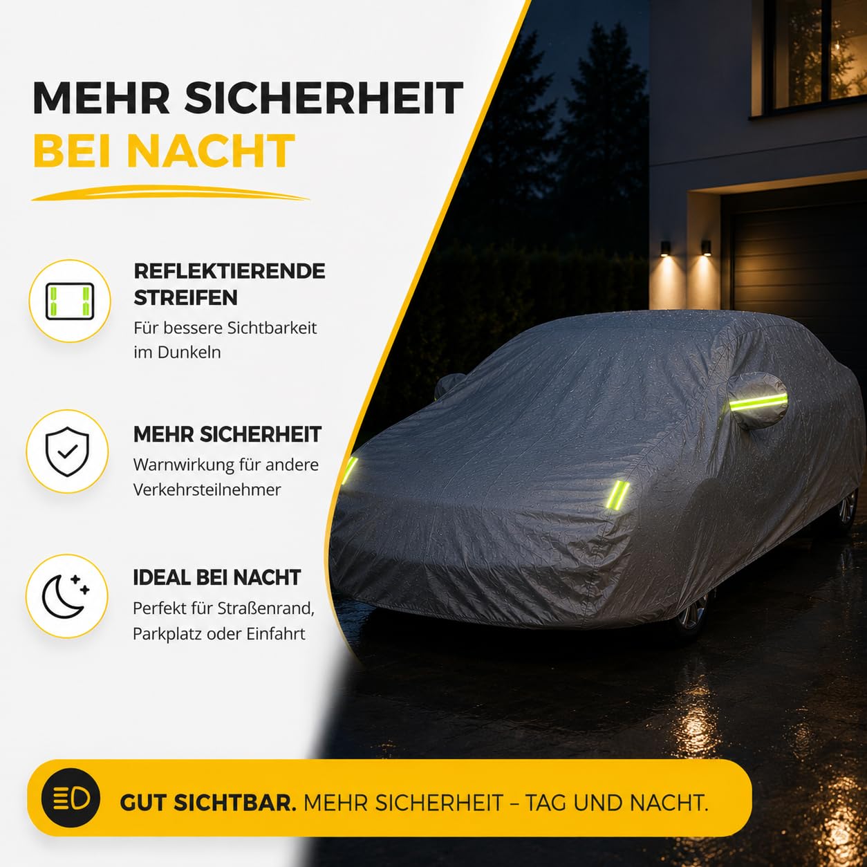Universale Auto Abdeckung 470 x 180 x 150 cm Vollgarage - Abdeckplane Autoschutzhülle - Autoplane - Indoor & Outdoor - wasserdichte Auto Garage – Car Cover Silber