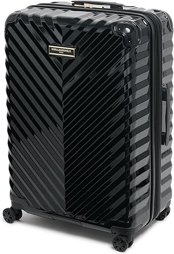 Karl Lagerfeld Paris Maleta para mujer ruedas giratorias rígidas Negro - Ruedas giratorias de maleta rígida